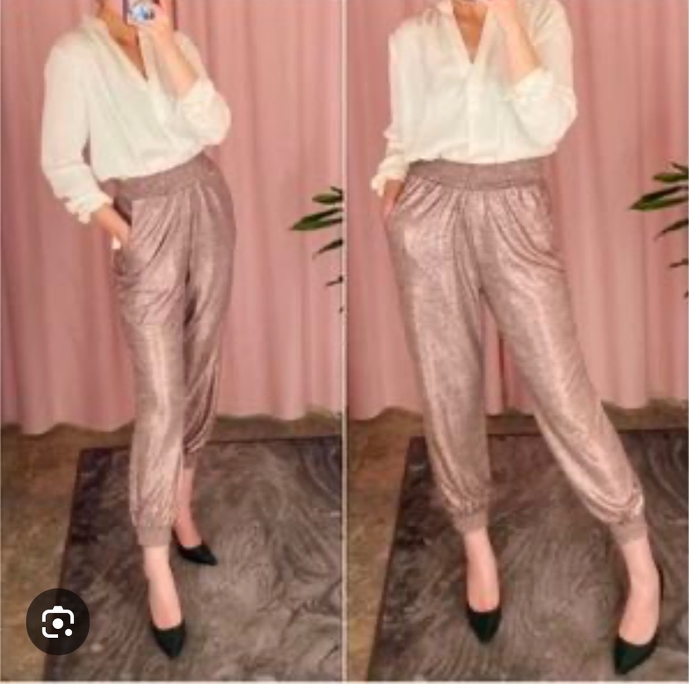 NWOT! Anthropologie Metallic Joggers